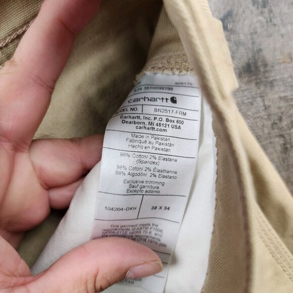 Mens Carhartt FR size 38x34 Relaxed Fit Rugged Flex Cat2 Canvas Work Pants - Picture 9 of 11